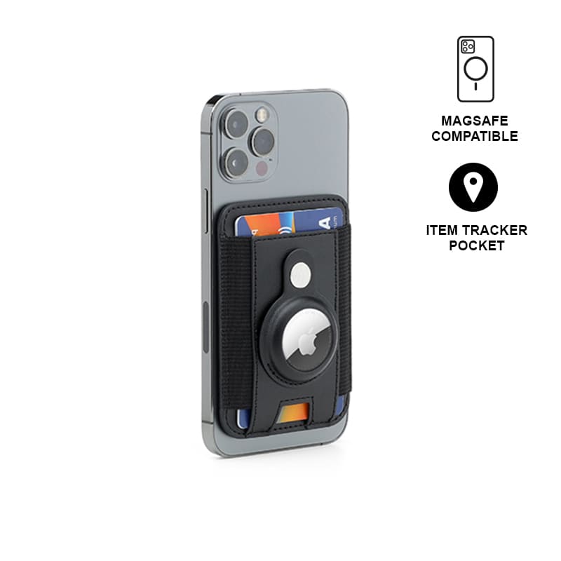 MARZ - ® Magnetic Phone Cardholder with Tag Pocket - Black