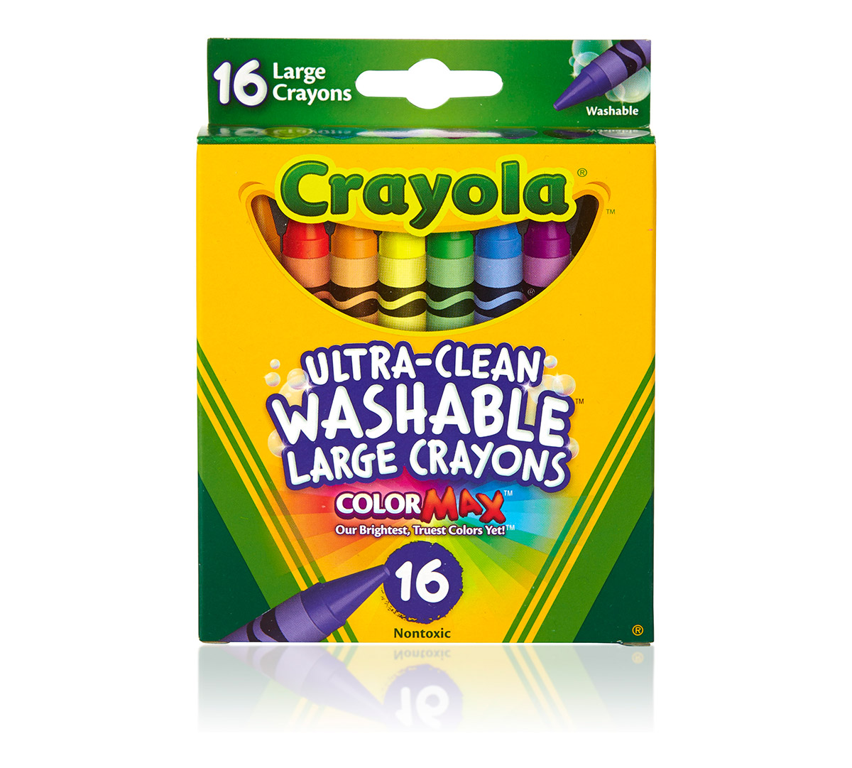 Ultra-Clean Washable Crayons, Large, Assorted, 16/Box