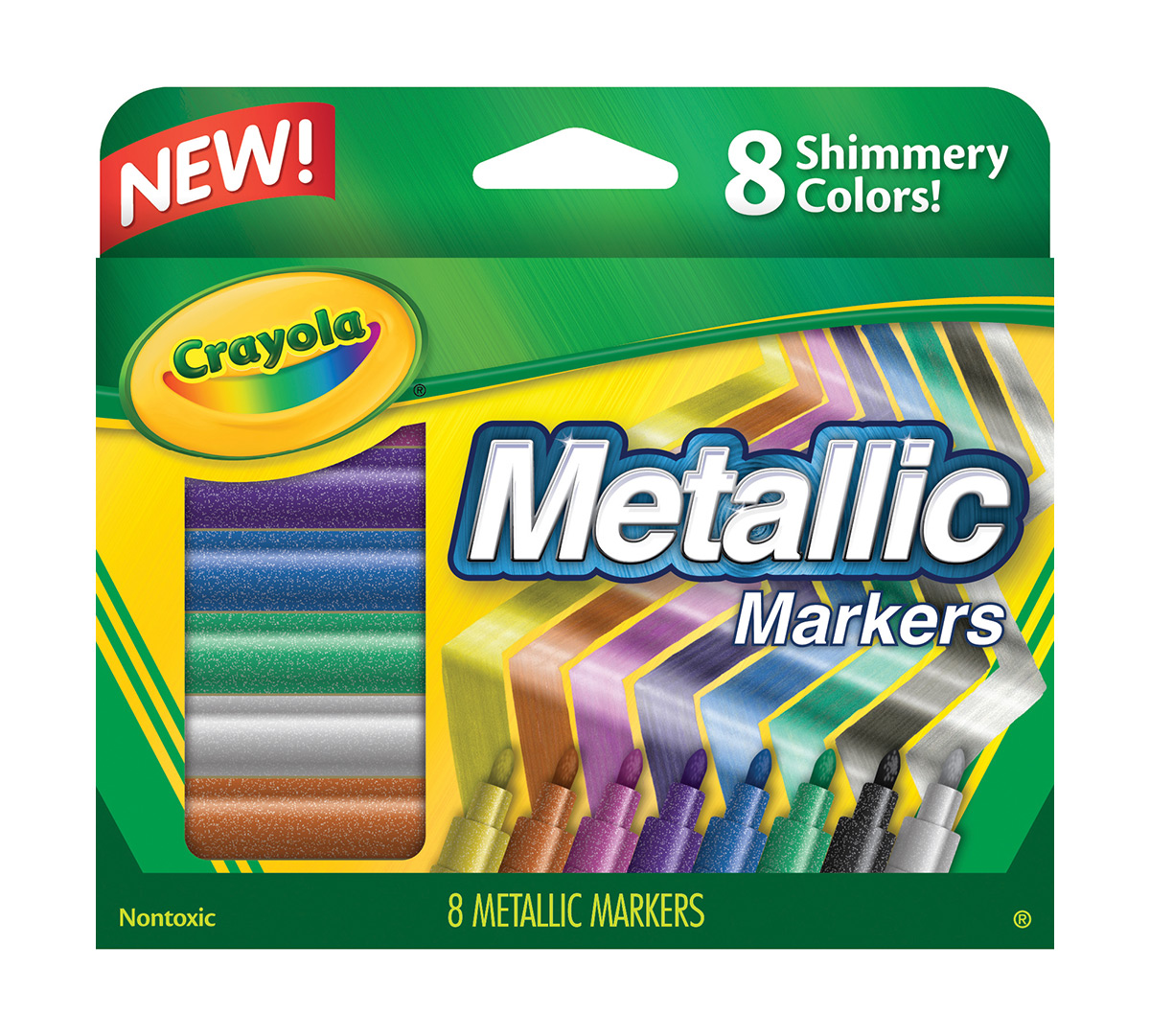 Crayola 8-color Metallic Markers - Cobalt Blue, Green Machine, Slick Silver, Copper Mine, Gold Ingot, Purple Steel, Black Iron, Pink Bling - 8 / Set