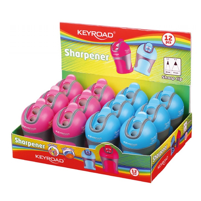 Sharpeners KEYROAD plastic Barrel Shape Two Holes With Cover Two Colors - Image 5