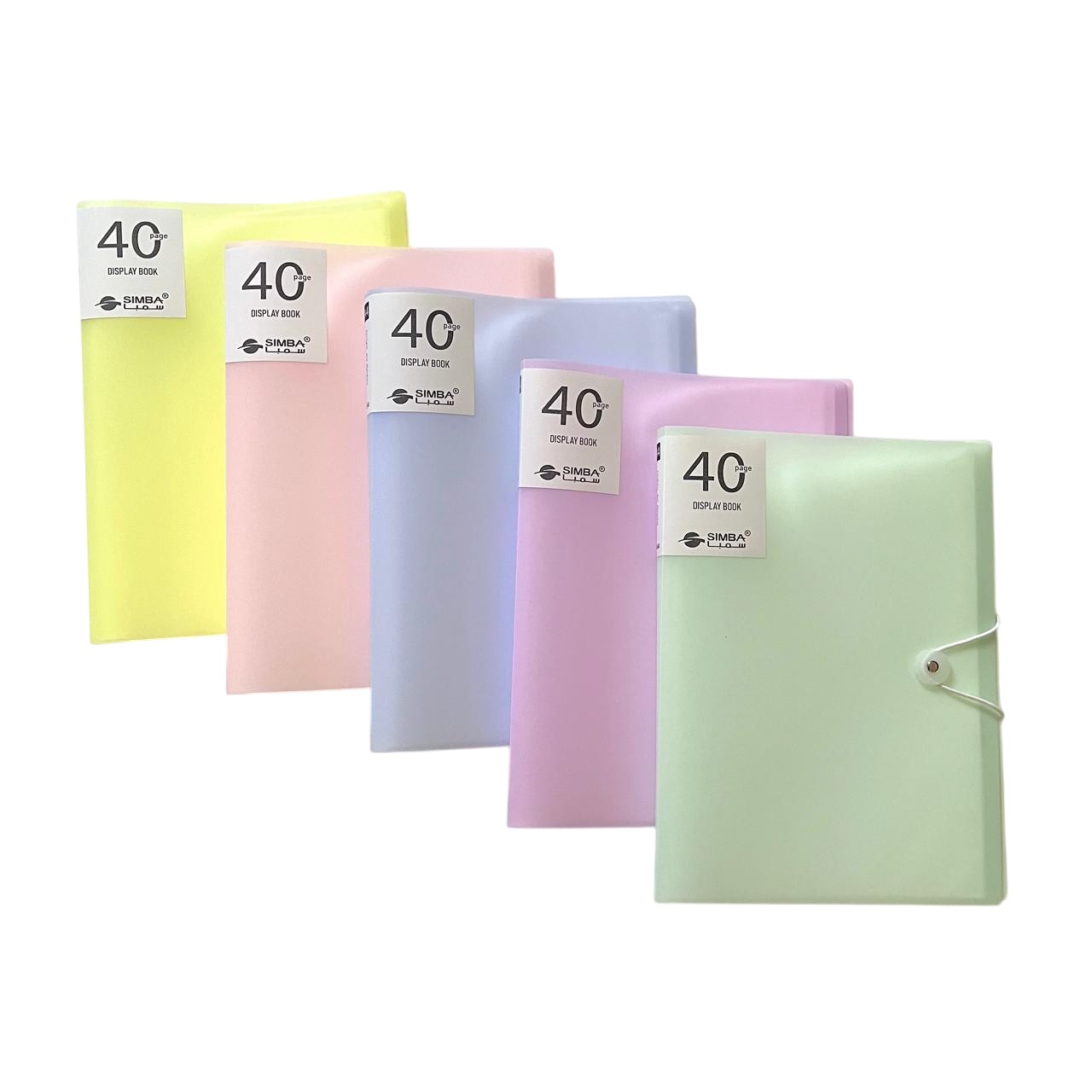 Display Book 40 Pockets Elastic Closure A4 SIMBA Pastel Multiple Colors